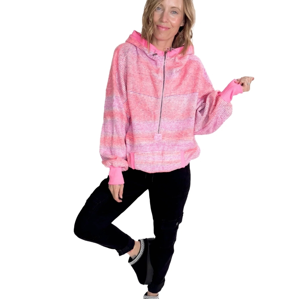 Pink Striped Women's Hoodie